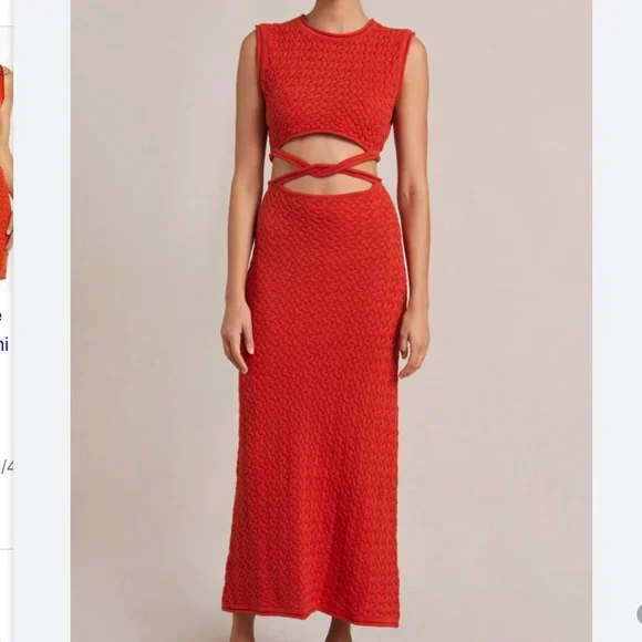 bec and bridge effie knit cut out dress BEC & BRIDGE EFFIE KNIT CUT OUT MAXI DRESS RED SIZE 12